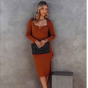 Ruched Knit MIDI Dress